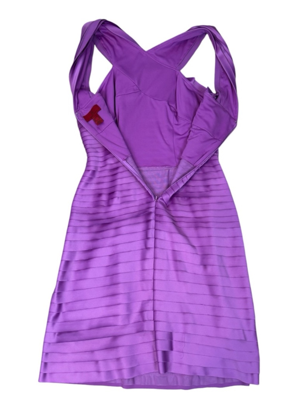 JS Collections Lilac Cross Strap Bandage Sheath Cocktail Dress Women’s Size 12 - Picture 4 of 7
